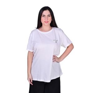 Remera Manga Corta Marfil Con Bordado Verde Carlea Life S/S Mujer Carmakoma