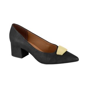 Stiletto Taco Grueso Con Detalle Metálico Negro 7 Cm Mujer Vizzano