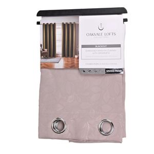Cortina Legendry Blackout Patrón Hojas Con Ojales Beige