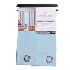 Cortina Giverny Blackout Patrón Relieve Con Ojales Azul Claro