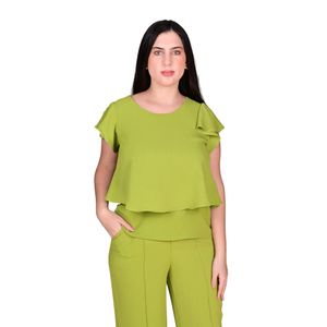Blusa Manga Corta Doble Capa Verde Mujer L'exclusif