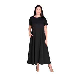Vestido Manga Corta En Yoyo Negro Mujer L'exclusif