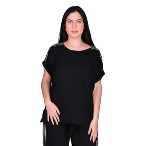 Blusa Manga Corta En Cey Negro Mujer L'exclusif