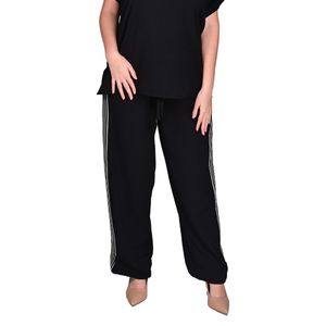 Pantalón Con Rayas Al Costado Negro Mujer L'exclusif