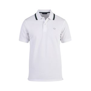 Remera Polo Manga Corta Blanco Gola Rayas Combinada Hombre Oscar De La Renta
