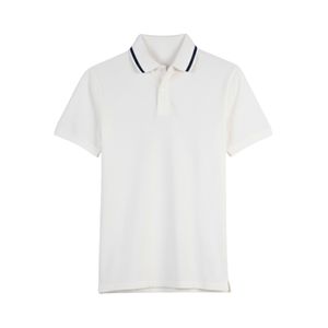 Remera Polo Manga Corta Marfil Gola Rayas Combinada Hombre Oscar De La Renta