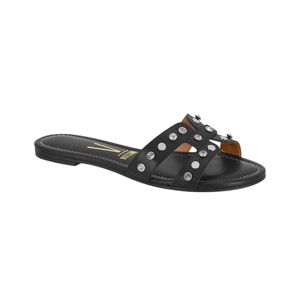 Zapatilla Slide Tiras con Remaches Negro Mujer Vizzano