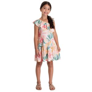 Vestido Estampado Floral Un Hombro Niña Tmx