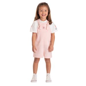 Conjunto Listrado Peto Con Remera Niña Tmx