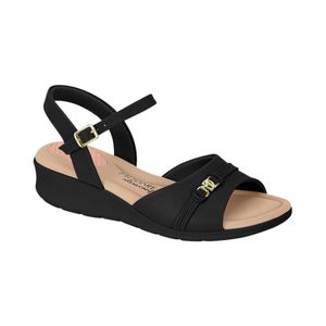 Sandalia De Cuña Baja Negro Con Detalle De Hebilla Mujer Modare