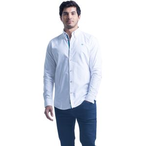 Camisa Manga Larga Liso Basic Blanco Hombre Hummer