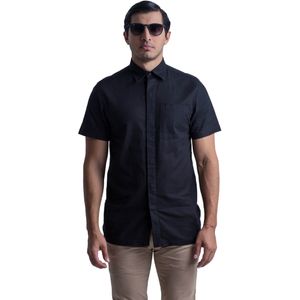 Camisa Manga Corta Liso Botón Escondido Con Bolsillo Negro Hombre Hummer