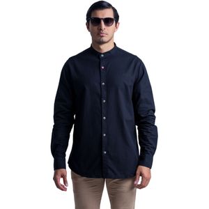 Camisa Liso Cuello Mao Negro Manga Larga Hombre Hummer