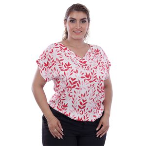 Blusa Manga Corta Rojo Estampada Mujer Susan Miller