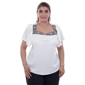 Blusa Manga Corta Marfil Con Galones Mujer Susan Miller