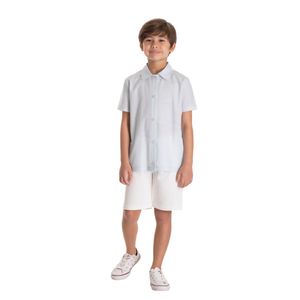 Conjunto Camisa Manga Corta Celeste y Short Marfil Niño Tmx
