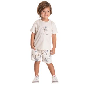 Conjunto Remera Manga Corta Cocotero Marfil Y Short Niño Tmx