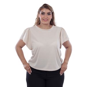 Remera Manga Corta Beige Abullonada Mujer Susan Miller