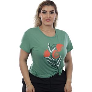 Remera Manga Corta Con Estampado De Flores Verde Claro Mujer Susan Miller