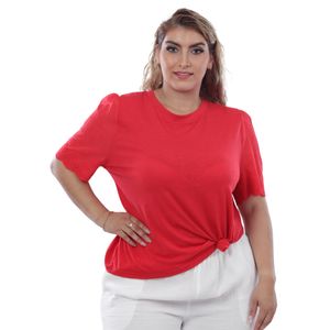 Remera Manga Corta Con Broderie Rojo Mujer Susan Miller