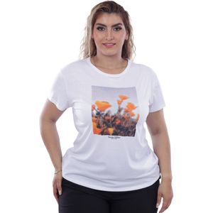Remera Manga Corta Estampado Floral Blanco Mujer Susan Miller