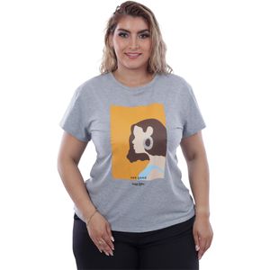 Remera Manga Corta Con Caras Y Aros Gris Mujer Susan Miller