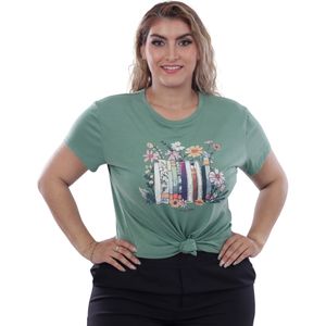 Remera Manga Corta Estampado Verde Claro Mujer Susan Miller