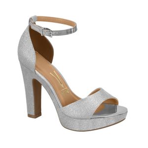 Sandalia Taco Grueso 10 Cm Plata Mujer Vizzano