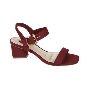 Sandalia Taco Grueso Tiras Básica Rojo Mujer Bebece