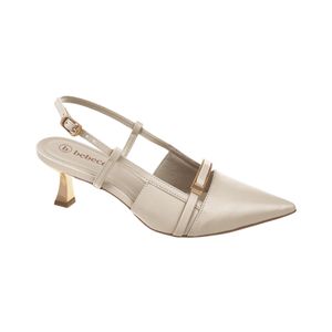 Stiletto Marfil Con Detalle De Hebilla Dorado Mujer Bebece