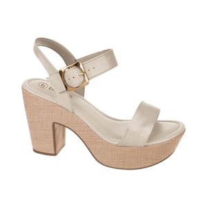 Sandalia Plataforma Combinada Textura Tejida Marfil Mujer Bebece