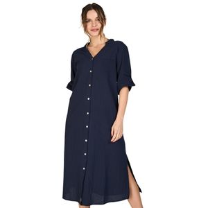 Vestido Manga Corta Camisero Azul Marino Patricia Mujer Woman