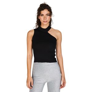 Top Asimétrico Alba Negro Mujer Atrevida