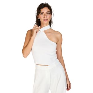 Top Asimétrico Alba Blanco Mujer Atrevida