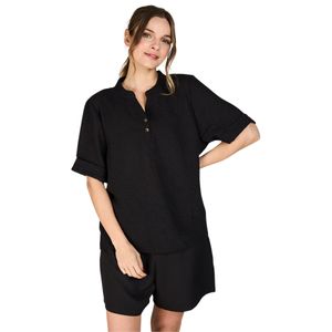 Blusa Manga Corta Negro Marta Mujer Woman