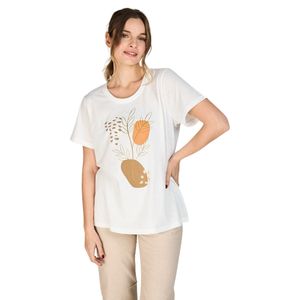 Remera Manga Corta Con Estampa Fran Marfil Mujer Woman