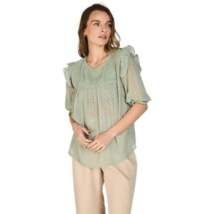 Blusa Manga Corta Estampado Lunares Isabella Verde Militar Mujer Eclipse