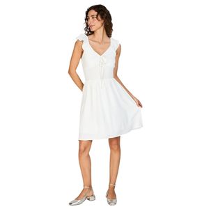 Vestido Corto Modelo Martina Con Escote En V Blanco Mujer Eclipse