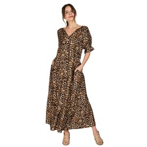 Vestido Manga Corta Modelo Marcia Estampado Leopardo Mujer Eclipse
