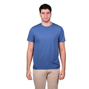 Remera Manga Corta Cuello Redondo Básica Celeste Oscuro Hombre New Green