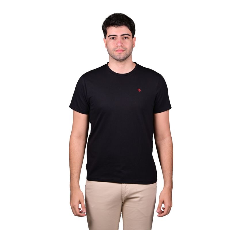 Remera Manga Corta Cuello Redondo Básica Negro Hombre New Green