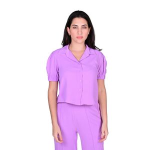 Camisa Manga Corta En Cey Con Goma En La Manga Lila Mujer L'exclusif