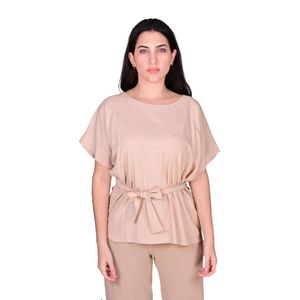 Blusa Manga Corta Manga Japonesa Beige Mujer L'exclusif