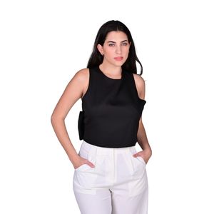 Top Crop Forrado Con Moño Negro Mujer Tiare