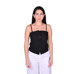 Top Chaleco En Victoria Sastre Negro Mujer Tiare