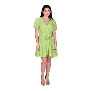 Vestido Cruzado Con Volante Verde Mujer Tiare