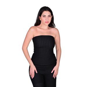 Top Crop Fruncido Negro Mujer Tiare