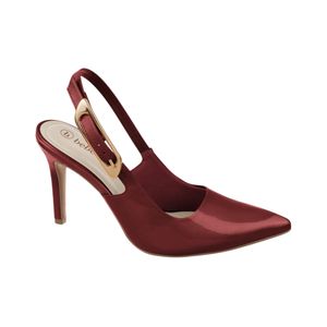 Stiletto Rojo Taco Fino 10 Cm Slingback Mujer Bebece