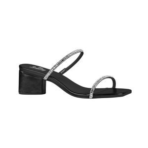 Sueco Negro Con Tiras De Strass Mujer Di Valentini