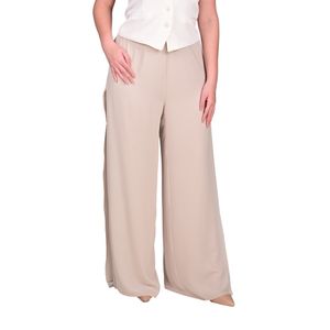 Pantalón Beige Estilo Palazo Doble De Gasa Mujer Juliette